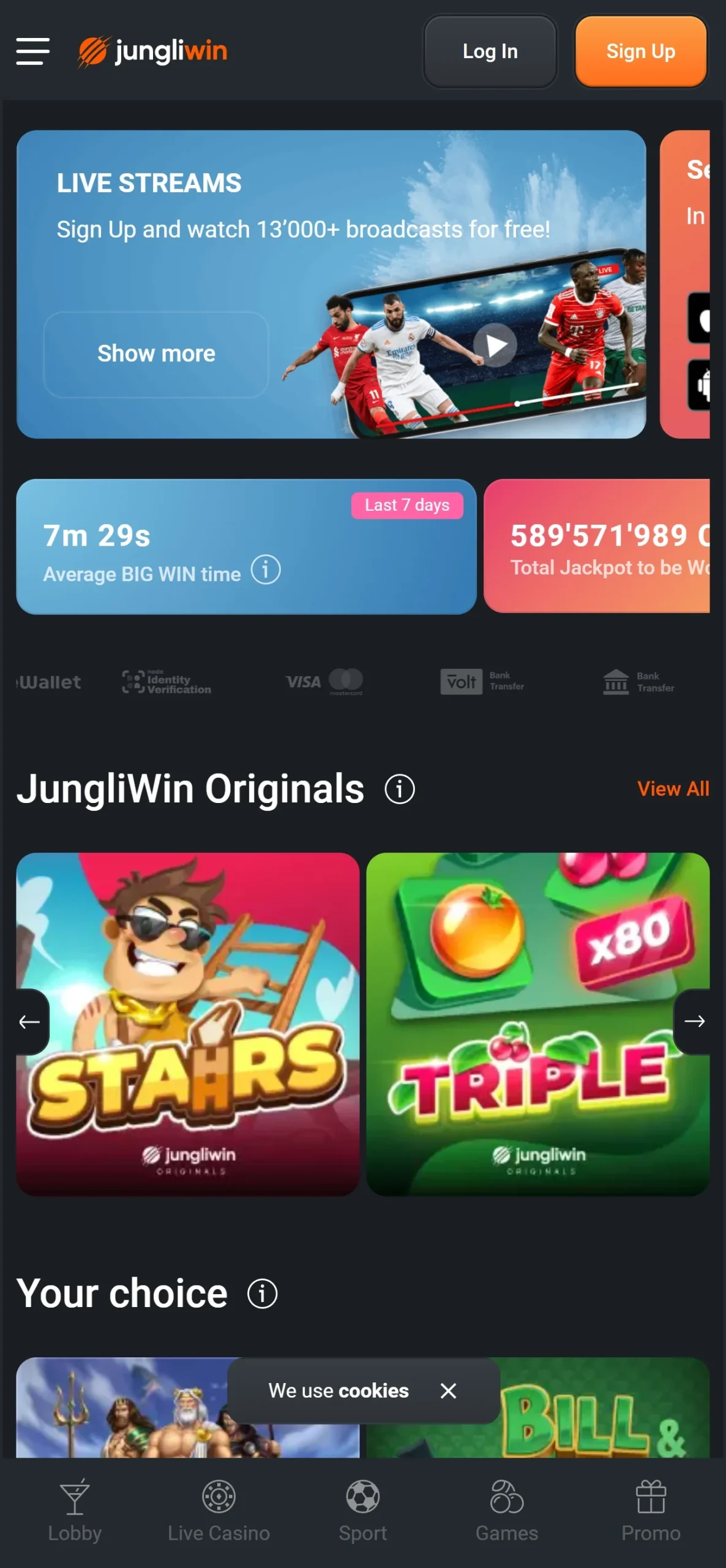 Optimierte mobile Version von JungliWin Casino